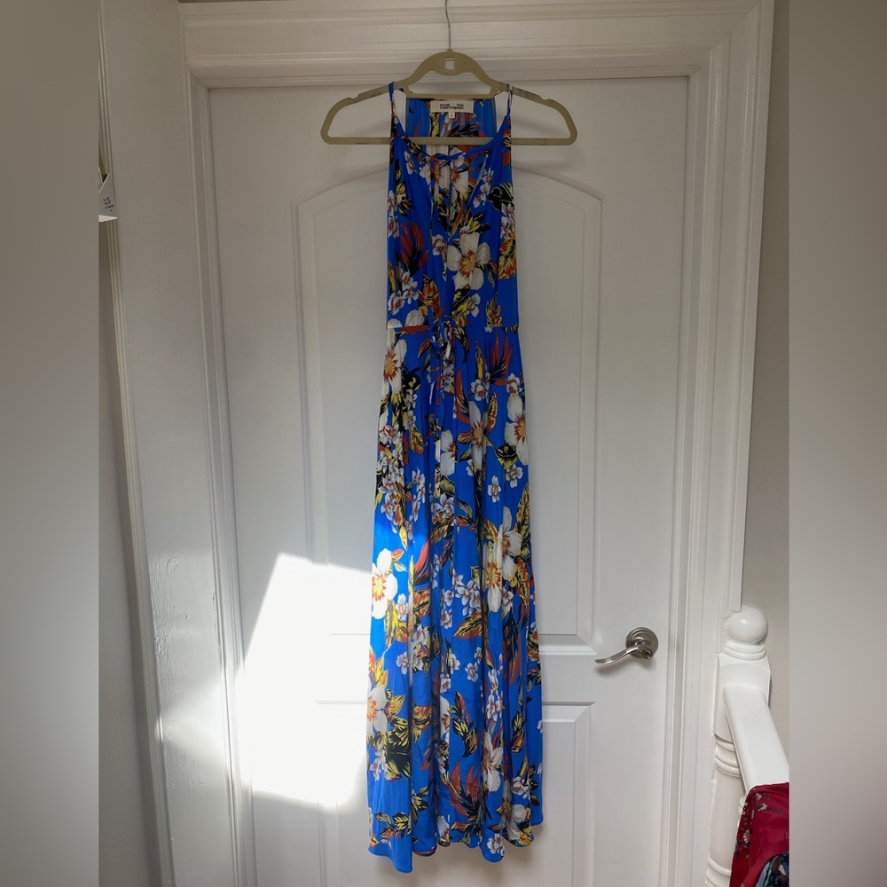 DVF Silk Blue Floral Dress